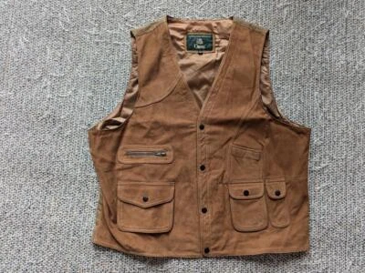 vintage ORVIS cowhide SPORTSMAN leather vest XL brown suede SAFARI fishing 46 - Image 1 of 4