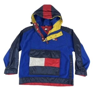 Vintage 90s Tommy Hilfiger Small Youth Kids Pullover 1/4 Zip Fleece Jacket USA - Picture 1 of 8