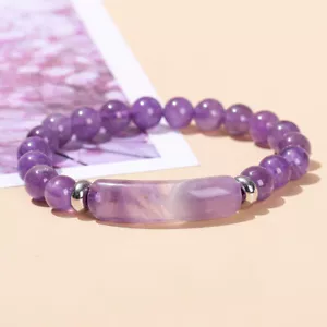 Bracciale elastico ponte perle cristallo quarzo stringa mano ametista naturale decorazione - Foto 1 di 8