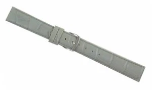 Watchband Watch Band Bracelet With Buckle Crocodile Shiny Leather 10 MM Light - Picture 1 of 2