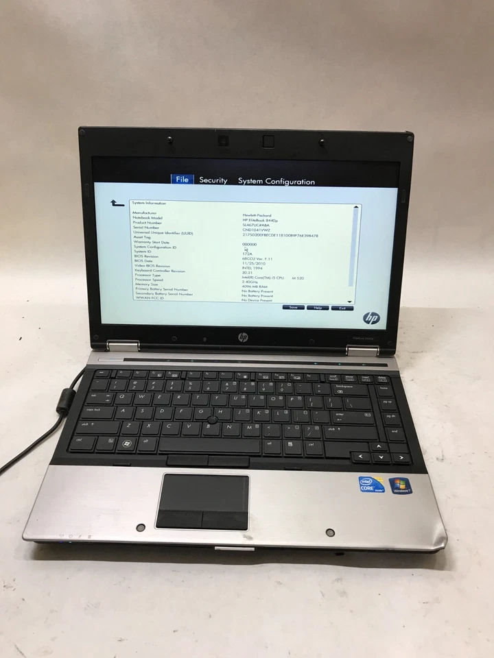 HP EliteBook 8440p 14" Laptop Intel Core i5 4GB RAM NO HDD/OS Boots to BIOS - DW - Image 1 of 4
