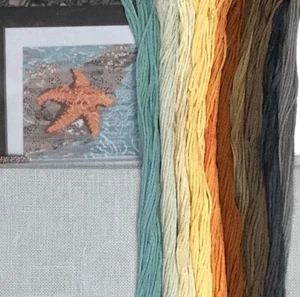 Cross Stitch KIT Wish Upon a Starfish 32 linen GAST threads natural in the surf - Picture 1 of 2
