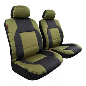 For Toyota RAV4 Car Seat Covers Front Set Black Green Canvas Waterproof Cushion - Picture 1 of 5