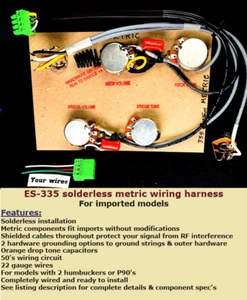 ES335/ES339 Solderless METRIC wiring Upgrade - 50's Wiring/Completely Shielded! - Picture 1 of 3