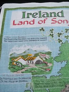 Vintage Linen Kitchen Towel Ireland Land of Song Print Nelson TW170 - Picture 1 of 12