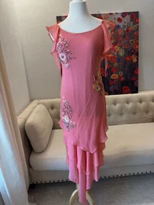 Sue Wong Silk Tired Cute Pink Dress Size 8 - Picture 1 of 6