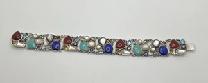 Ross Simons 925 LT Multi Gemstone Sterling Silver Bracelet 52g Turquoise 8.25” - Picture 1 of 12
