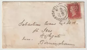 1859 Huddersfield Sideways Duplex y UDC ALMONDBURY 1d CUBIERTA ESTRELLA A BIRMINGHAM - Imagen 1 de 3