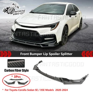 Kit de alerón labial de parachoques delantero de fibra de carbono para Corolla Sedán SE XSE 2020-2024 V2 - Imagen 1 de 9