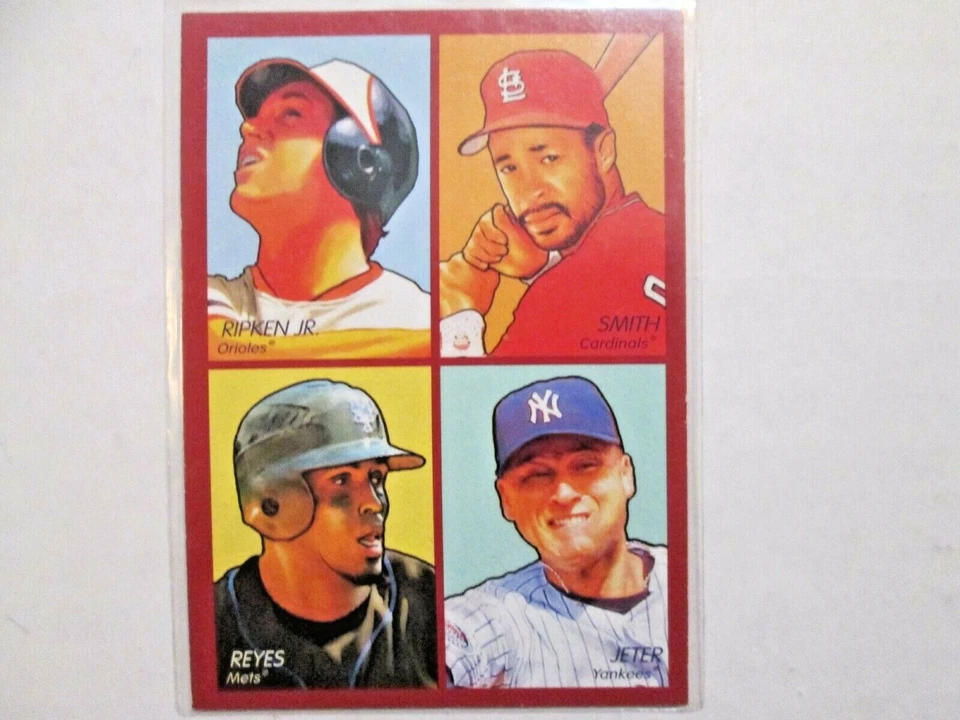 2009 Upper Deck Goudey 4 in 1 Red Border w/Ripken Jr, Smith, Reyes, Jeter - Image 1 of 1