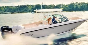 2 Boston Whaler Boats LARGE Chrome Decal Sticker Emblem Yacht Skipper Fishing - Picture 1 of 2