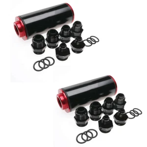 2XAN6 AN8 AN10 Inline Fuel Filter High Flow 100 Micron Cleanable Billet Aluminum - Picture 1 of 9