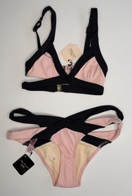 Agent Provocateur Mazzy Pink Black Bikini Top 2 Bottom 3 NWT