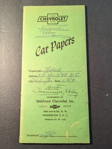 Chevrolet Car Papers 1954 Stohlman Chevrolet Washington, D.C. con papel - Imagen 1 de 6