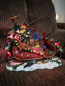 Danbury Mint The Birdwatcher's Christmas Sleigh Light Up Decor Works Clean Rare - Bild 1 von 12
