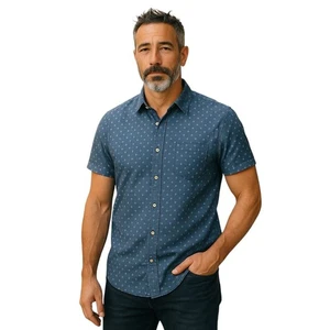 Arvust Short Sleeve Shirt Men Size XLarge Blue Patterned Casual Dress Surf Skate - Picture 1 of 10