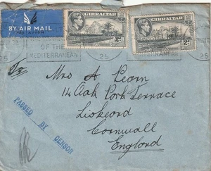 GIBRALTAR: Zensierter Luftpostbrief nach England 1939. - Bild 1 von 1