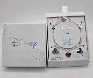 Disney Mickey und Minnie Armband versilbert verstellbar NEU - Bild 1 von 10