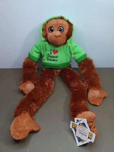 The Petting Zoo Hanging Monkey 20" Freeport Bahamas Plush Makes Sounds Green New - Picture 1 of 14