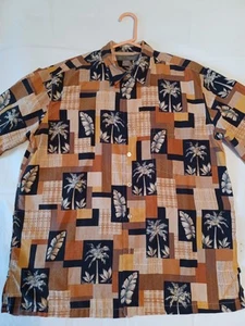 Tori Richard 100% Silk Hawaiian Shirt Men's Large Button Up Floral Palm - Picture 1 of 6