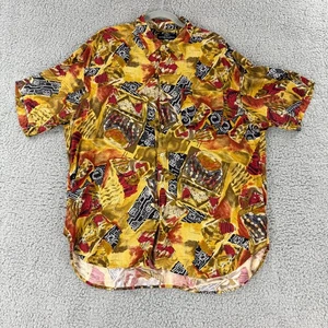 Guess by Georges Marciano Button-Up Shirt Mens XL Yellow Geo Short Sleeve VTG - Picture 1 of 13