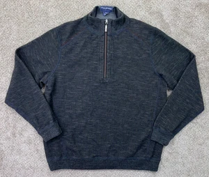 Tommy Bahama Sweater Mens Medium Gray Reversible 1/2 Zip Up Mock Neck Knit - Picture 1 of 12