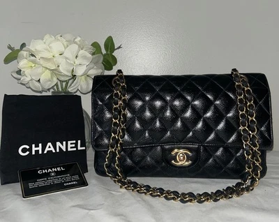 CHANEL Medium Classic Double Flap Caviar Quilted Handbag Black / Gold - Image 1 of 4
