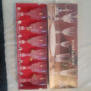 Pompadour 6 Lead Crystal Glasses "Cristal D' Arques France" - Picture 1 of 3