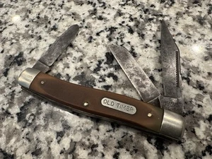 Schrade Walden USA 80T (Pre-1973) Old Timer Pocket Knife Delrin SawCut Handles - Picture 1 of 7