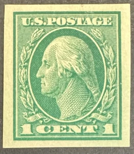 Scott 481 1¢ Washington Imperf 1916 MLH - XF Grandes Márgenes Goma Original - Imagen 1 de 2