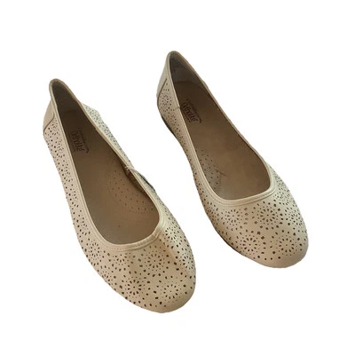 Zapatos planos de ballet Croft & Barrow Ortholite de cuero beige para mujer talla 10 nuevos con etiquetas Foto 1 de 4