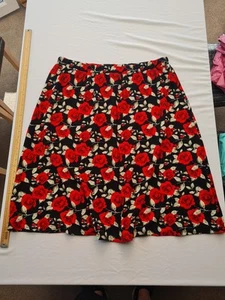 Ladies Skirt Shein Size XL Elastic Waist Floral Print Black Mix 30841 - Picture 1 of 14