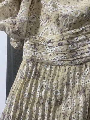 ASOS Design Cream One Shoulder Puff Sleeve Pleated 14  - image 1 of 3