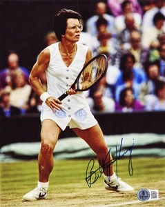 Foto 8x10 firmada por Billie Jean King autografiada leyenda del tenis Beckett - Imagen 1 de 1