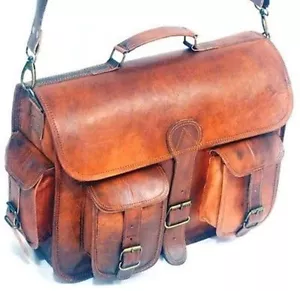 Neue braune handgefertigte Herren-Messenger-Tasche aus echtem Leder Schultert... - Bild 1 von 5