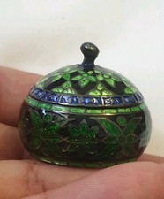 Jolie Petite boite Pilulier en argent Massif émaillée 