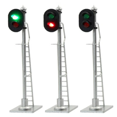 JTD873GR 3pcs Model Railway HO Scale Traffic Signal 2-Lights Block Signal 6cm - Image 1 of 4