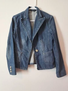 Vintage Banana Republic Women's  Blue Denim Blazer Jacket Sz 2 - Picture 1 of 6