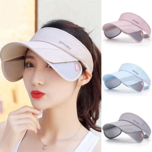 Empty Top Beach/Tennis Retractable Brim Sun Visor Hat Adjustable Golf Cap - Picture 1 of 19