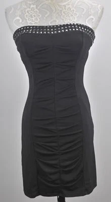 Love Tease Bodycon Mini Dress Junior Size 5 (S) Studded Pleated scrunch Front  - Image 1 of 4