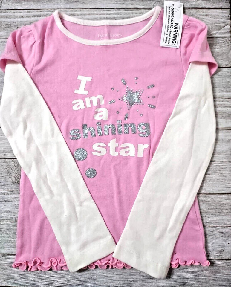 "I Am A Shining Star" Faded Glory Shirt Girls Size 4/5  - Image 1 of 1