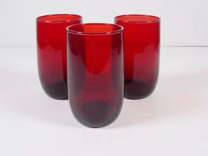 Menge 3 Anchor Hocking Royal Ruby Roly Poly 9 Unzen flache Becher 4 1/4" - Bild 1 von 5