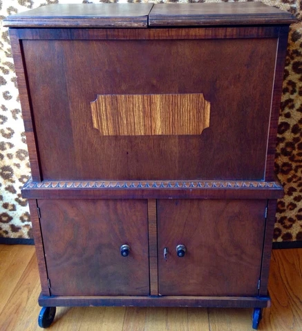 Antique Wood Liquor Cabinet/Bar Cover