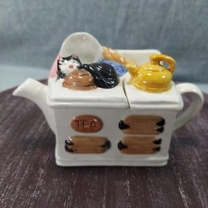 Tetera de cerámica pintada a mano con accesorios para gatos y cocina diseño Mercuries 1995 - Imagen 1 de 15