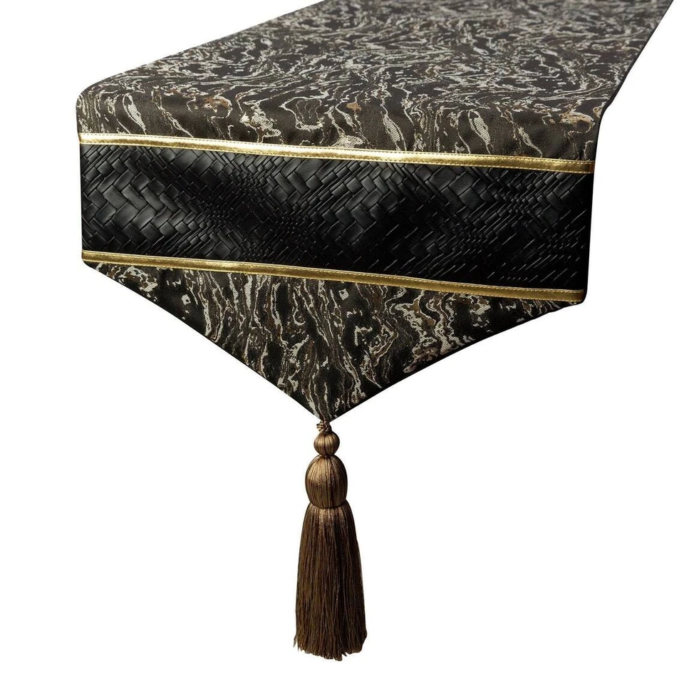 Decorative Table Runner Black Leather Wedding Décor Table Décor - Leather Runway - Image 1 of 4
