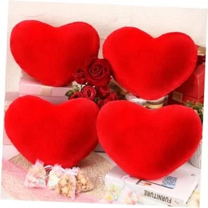 4 Pcs Valentine's Day Heart Pillow Cute Plush Cushion Toy Throw Heart Red - Picture 1 of 8
