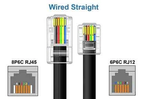 RJ12 Stecker Auf RJ45 Ethernet Breitband Modem Kabel 6P6C 8P6C ADSL 6 Polig - Picture 1 of 3