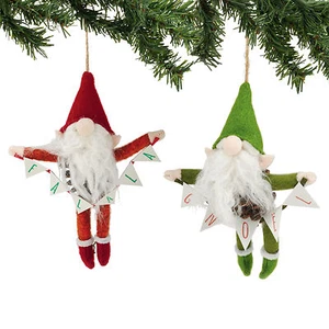 Pinecone Gnomes Set of 2 Ornaments Christmas Dept 56 Retro Holidays Fa La La - Bild 1 von 1
