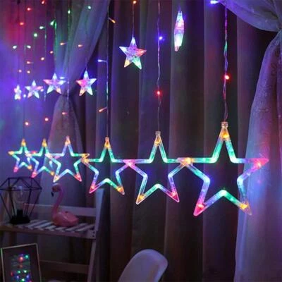 Christmas Multi Colour Twinkling Stars Fairy String Lights Window Xmas Decor - Image 1 of 3