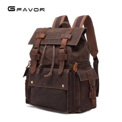 Vintage  Capacity Men Outdoor Travel Casual Sports Canvas Backpack School bag - Bild 1 von 4